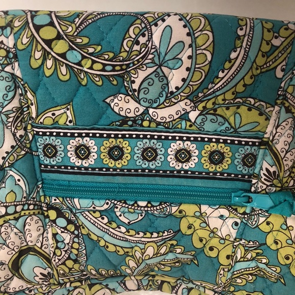 VERA BRADLEY Aqua Lime Green & White Shoulder Bag Island 🌴 Blooms Retired - Picture 11 of 11